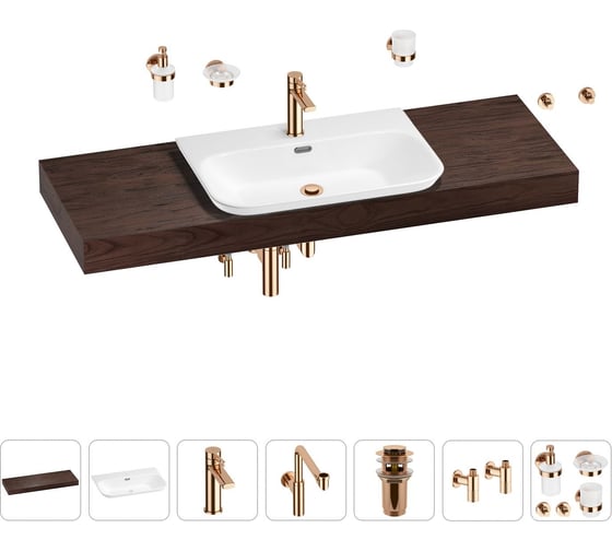 Комплект мебели для ванной комнаты с раковиной Wellsee Genuine Tree 201019509 1