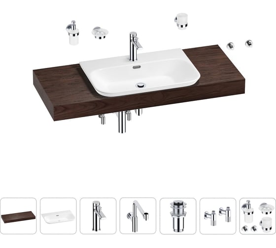 Комплект мебели для ванной комнаты с раковиной Wellsee Genuine Tree 201019446 1