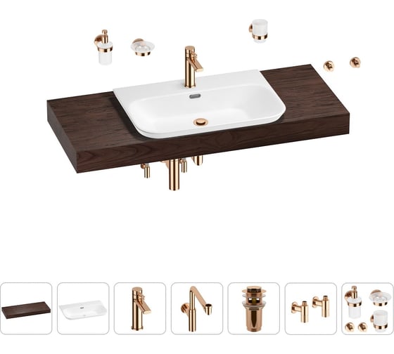 Комплект мебели для ванной комнаты с раковиной Wellsee Genuine Tree 201019449 1