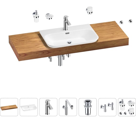 Комплект мебели для ванной комнаты с раковиной Wellsee Genuine Tree 201019491 1