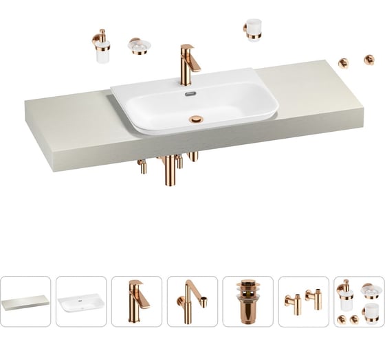 Комплект мебели для ванной комнаты с раковиной Wellsee Genuine Tree 201019474 1