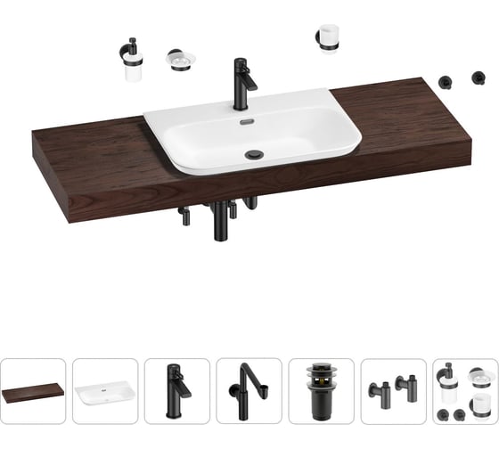 Комплект мебели для ванной комнаты с раковиной Wellsee Genuine Tree 201019507 1