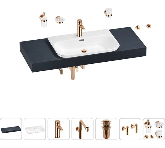 Комплект мебели для ванной комнаты с раковиной Wellsee Genuine Tree 201019429 1