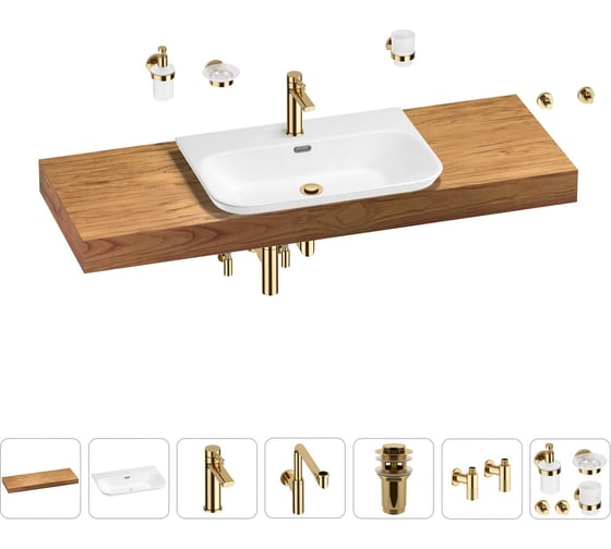 Комплект мебели для ванной комнаты с раковиной Wellsee Genuine Tree 201019498 1