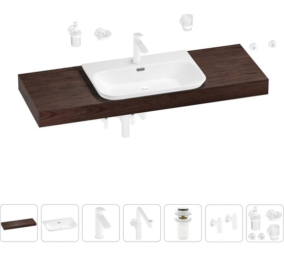 Комплект мебели для ванной комнаты с раковиной Wellsee Genuine Tree 201019505 1
