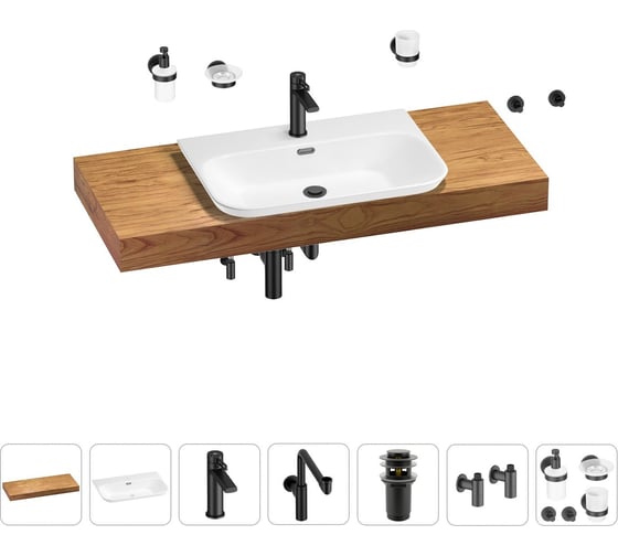 Комплект мебели с раковиной Wellsee Genuine Tree 201019437
