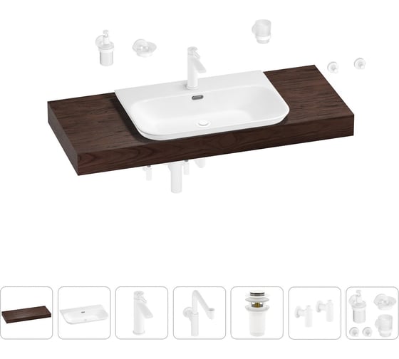 Комплект мебели для ванной комнаты с раковиной Wellsee Genuine Tree 201019450 1