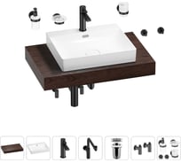 Комплект мебели для ванной комнаты с раковиной Wellsee Genuine Tree 201019567