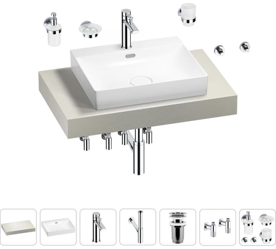 Комплект мебели для ванной комнаты с раковиной Wellsee Genuine Tree 201019536 1