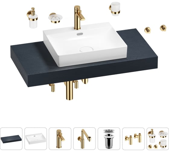 Комплект мебели для ванной комнаты с раковиной Wellsee Genuine Tree 201019608 1