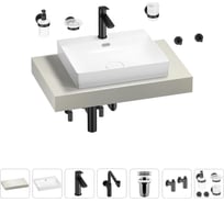 Комплект мебели для ванной комнаты с раковиной Wellsee Genuine Tree 201019532