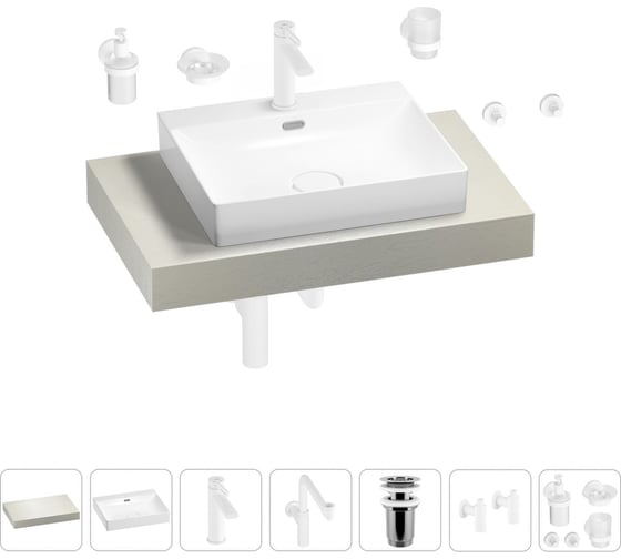 Комплект мебели для ванной комнаты с раковиной Wellsee Genuine Tree 201019540 1