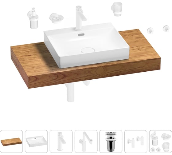 Комплект мебели с раковиной Wellsee Genuine Tree 201019620 1