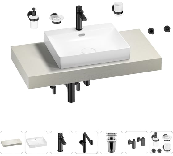 Комплект мебели для ванной комнаты с раковиной Wellsee Genuine Tree 201019597 1