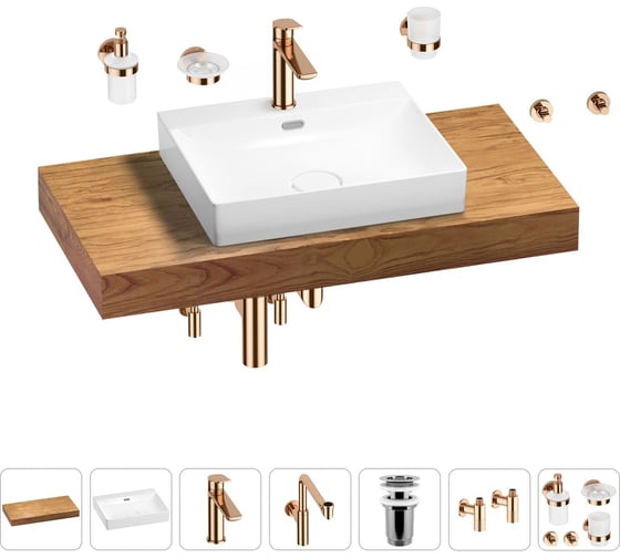 Комплект мебели с раковиной Wellsee Genuine Tree 201019614 1