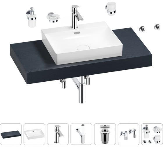 Комплект мебели для ванной комнаты с раковиной Wellsee Genuine Tree 201019601 1