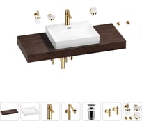 Комплект мебели для ванной комнаты с раковиной Wellsee Genuine Tree 201019688