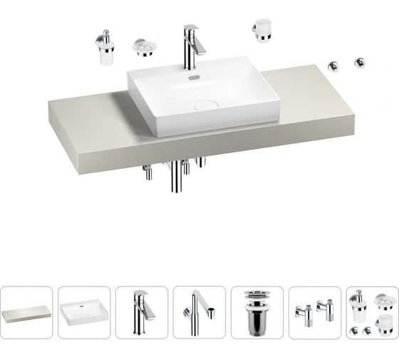 Комплект мебели для ванной комнаты с раковиной Wellsee Genuine Tree 201019651 1