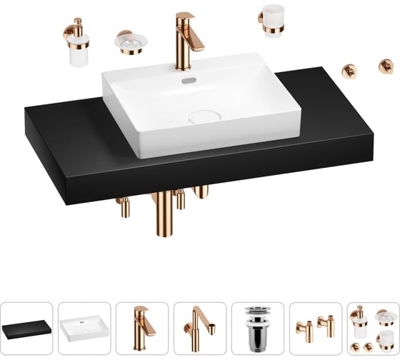 Комплект мебели для ванной комнаты с раковиной Wellsee Genuine Tree 201019644 1