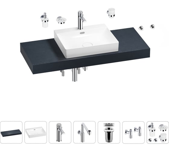 Комплект мебели для ванной комнаты с раковиной Wellsee Genuine Tree 201019666 1