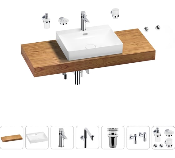 Комплект мебели с раковиной Wellsee Genuine Tree 201019676 1