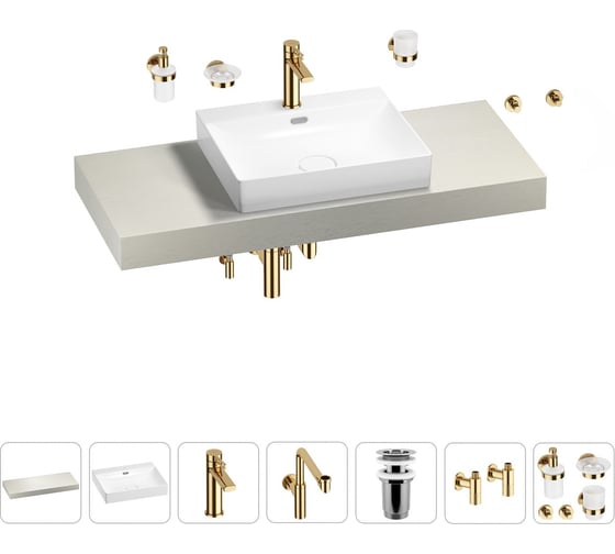 Комплект мебели для ванной комнаты с раковиной Wellsee Genuine Tree 201019658 1