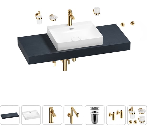 Комплект мебели для ванной комнаты с раковиной Wellsee Genuine Tree 201019668 1