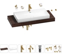 Комплект мебели для ванной комнаты с раковиной Wellsee Genuine Tree 201019803