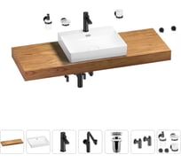 Комплект мебели для ванной комнаты с раковиной Wellsee Genuine Tree 201019737