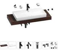 Комплект мебели для ванной комнаты с раковиной Wellsee Genuine Tree 201019802
