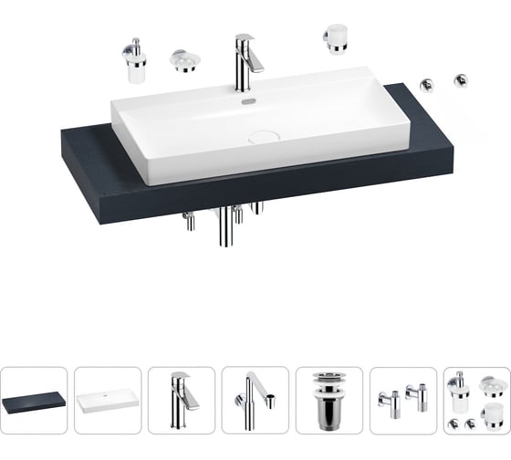 Комплект мебели для ванной комнаты с раковиной Wellsee Genuine Tree 201019781 1