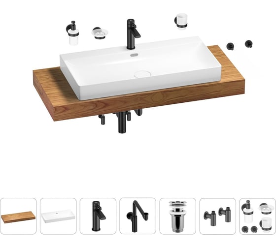 Комплект мебели с раковиной Wellsee Genuine Tree 201019797 1