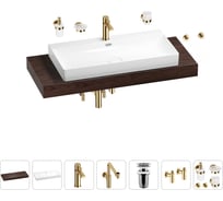 Комплект мебели для ванной комнаты с раковиной Wellsee Genuine Tree 201019808