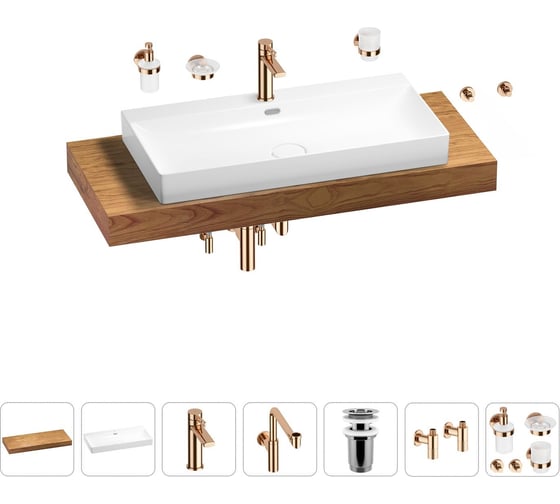 Комплект мебели с раковиной Wellsee Genuine Tree 201019799 1