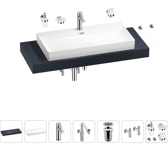 Комплект мебели для ванной комнаты с раковиной Wellsee Genuine Tree 201019786 1