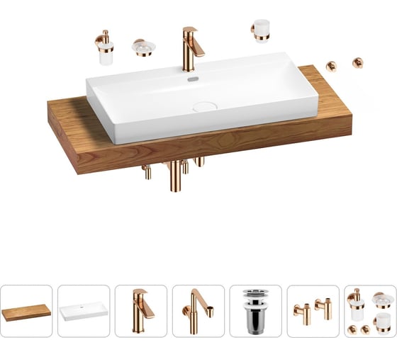 Комплект мебели с раковиной Wellsee Genuine Tree 201019794 1