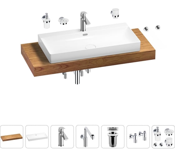 Комплект мебели с раковиной Wellsee Genuine Tree 201019791 1