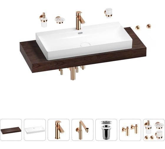 Комплект мебели для ванной комнаты с раковиной Wellsee Genuine Tree 201019804 1