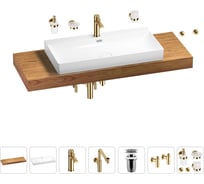 Комплект мебели для ванной комнаты с раковиной Wellsee Genuine Tree 201019858