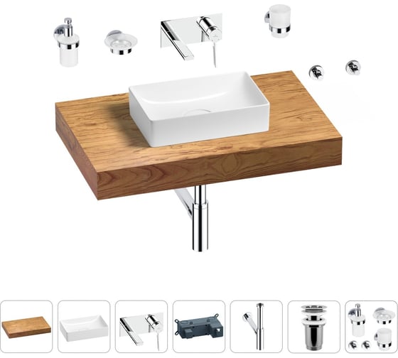 Раковина Wellsee 42 см со столешницей 80 см Pure BY 201010751 в наборе 9 в 1 1