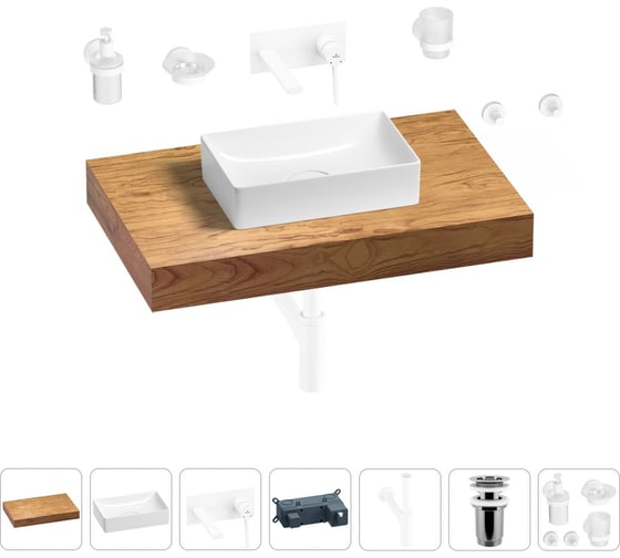 Раковина Wellsee 42 см со столешницей 80 см Pure BY 201010755 в наборе 9 в 1 1