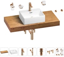 Раковина Wellsee 43 см со столешницей 100 см Graceful Pro 201012239 в наборе 10 в 1