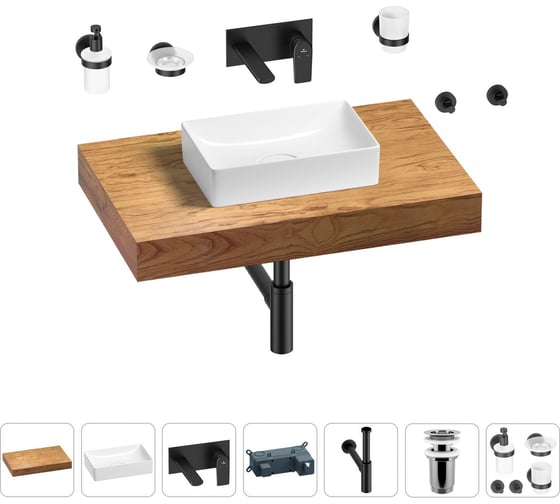 Раковина Wellsee 42 см со столешницей 80 см Pure BY 201010747 в наборе 9 в 1 1