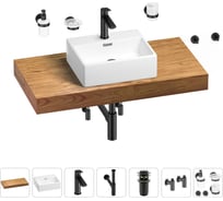 Раковина Wellsee 43 см со столешницей 100 см Graceful Pro 201012232 в наборе 10 в 1