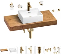 Раковина Wellsee 43 см со столешницей 100 см Graceful Pro 201012233 в наборе 10 в 1