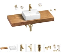 Раковина Wellsee 43 см со столешницей 120 см Graceful Pro 201012293 в наборе 10 в 1