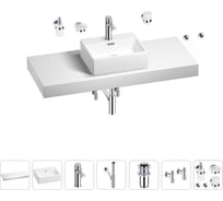 Раковина Wellsee 43 см со столешницей 120 см Graceful Pro 201012316 в наборе 10 в 1