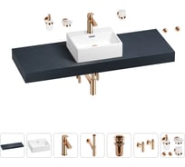 Раковина Wellsee 43 см со столешницей 140 см Graceful Pro 201012344 в наборе 10 в 1