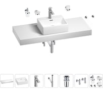 Раковина Wellsee 43 см со столешницей 120 см Graceful Pro 201012311 в наборе 10 в 1