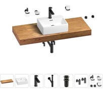 Раковина Wellsee 43 см со столешницей 120 см Graceful Pro 201012292 в наборе 10 в 1